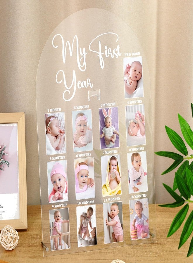 Lineshading My First Year Photo Frame Acrylic 18 x 12 Inch Large 12 Monthly Milestone Photo Board Picture Frame Display Hanging/Standing Baby Memories Collage Gift for 1st Birthday Newborn Keepsake - Image 1